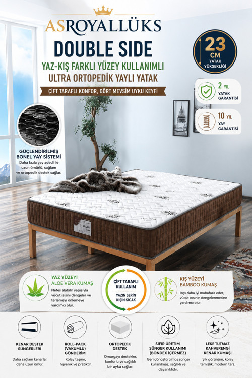 Double Side Full Ortopedik Yazlık - Kışlık Kullanımlı Yaylı Yatak (22 Cm)