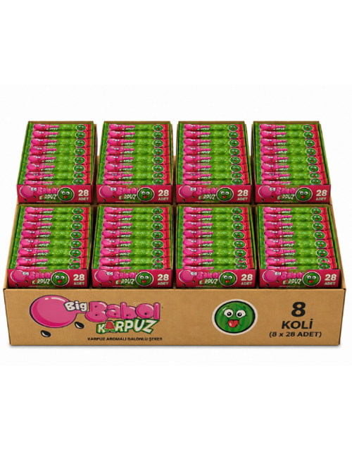 Karpuz Aromalı Toz Dolgulu Balonlu Sakız 20 GR X 28 Adet X 8 Adet