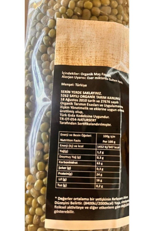 Organik Maş Fasulyesi 750 G