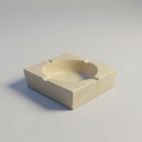 Premium El Yapımı Doğal Mermer Küllük - 12x12 cm Dekoratif Doğal Taş Küllük
