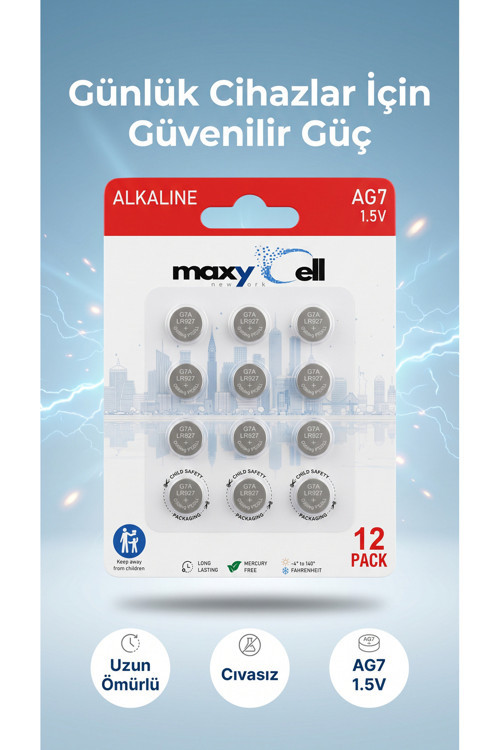 MaxyCell 12 adet AG7, LR57, LR927, 395 1,5V Pil Düğme , SR927, SR927W Saat oyuncakları