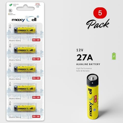 MaxyCell 5 Adet 27A Alkalin Piller 12V - Uzaktan Kumandalar, Garaj Kapısı Açıcıları, Anahtarlıklar, Alarmlar, A27 MN27 L828