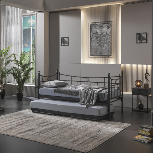 Daily Yavrulu Daybed Tek-çift Kişilik Sedir Metal Karyola (Renk Seçenekli)