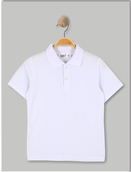 ERKEK ÇOCUK OKUL POLO YAKA BEYAZ KISA KOL T-SHIRT