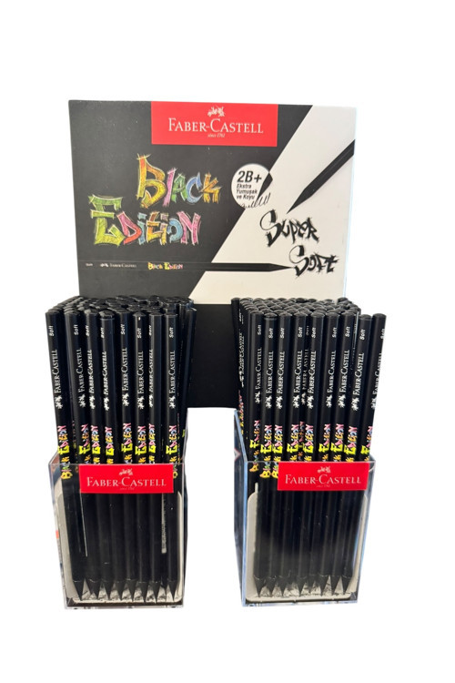 Faber-Castell Black Edition Süper Soft 2B+ Kurşun Kalem, 12'li Set, Siyah