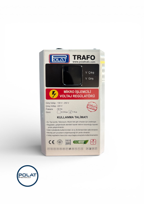 Trafo 1 kVA (1000VA) Mikro İşlemcili Kombi ve TV Voltaj Regülatörü (Dijital Ekranlı)