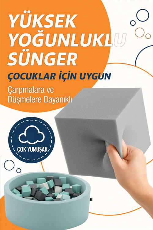 Sünger Oyun Küpleri 10x10x10 cm 100 Adet (Oyun Havuzu Topları Alternatifi)