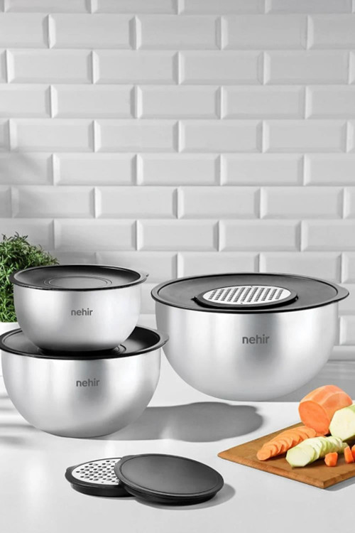 Silver Çelik 9 Parça Rendeli Karıştırma Kabı Takımı