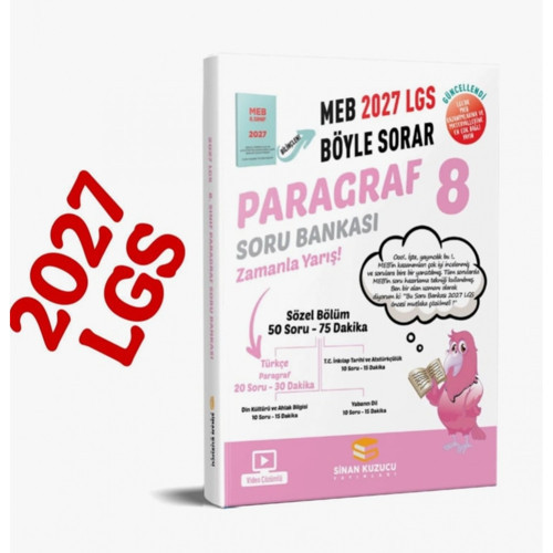 Sinan Kuzucu Yayınları 2027 8. Sınıf LGS Paragraf Soru Bankası
