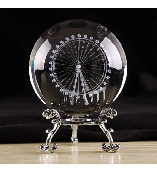 Dekoratif Metal Ayaklı Dönme Dolap 3D Cam Küre