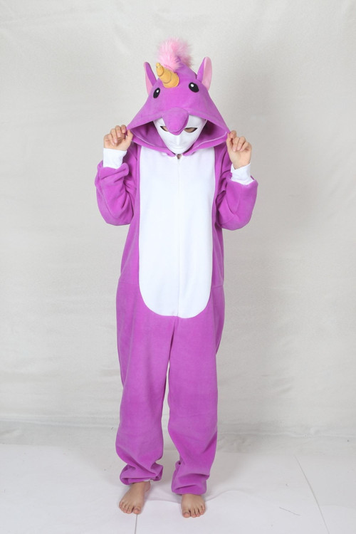 Yetişkin Mor Ünicorn Kostümü Hayvan Kostümü Rahat Pijama Kostümü