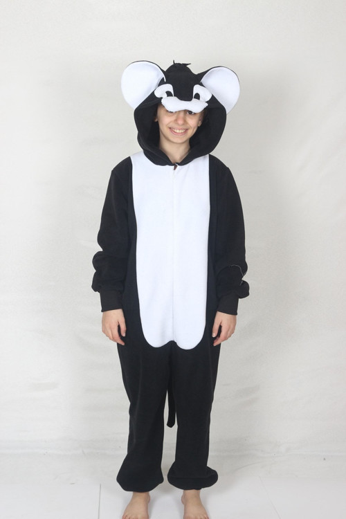 Yetişkin Siyah Kedi Tom Kostümü Kedi Kostümü Hayvan Kostümü Rahat Pijama Kostümü