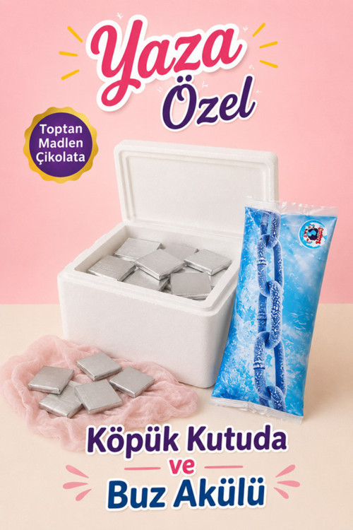 Gümüş Sargılı Sütlü Madlen 120 Adet Çikolata Buz Akülü ve Köpük Kutulu