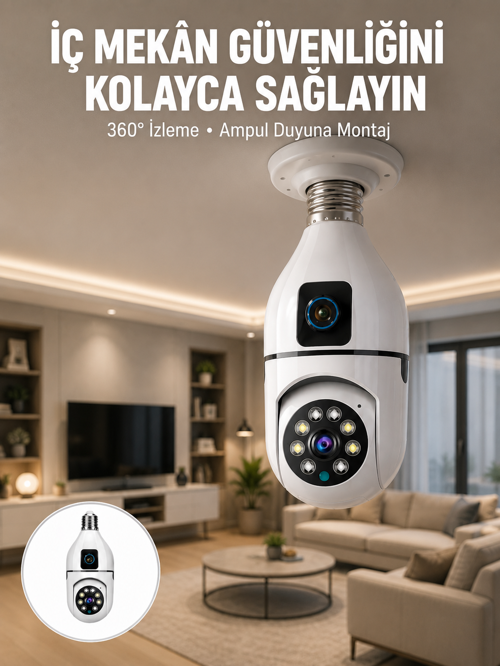 popüler Tak Çalıştır Ampul Kamera – Full HD 1080P Kablosuz Güvenlik Çözümü Yeni Nesil 20