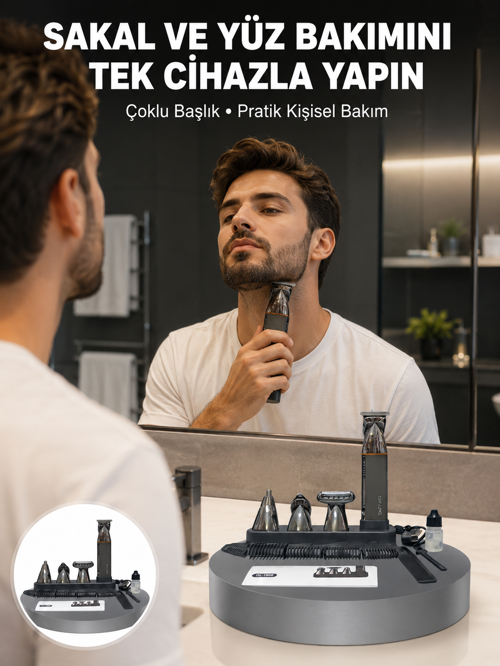 popüler Çok Fonksiyonlu 9’u 1 Arada Tıraş Makinesi Şarjlı Saç Sakal Düzeltici Yeni Nesil 2