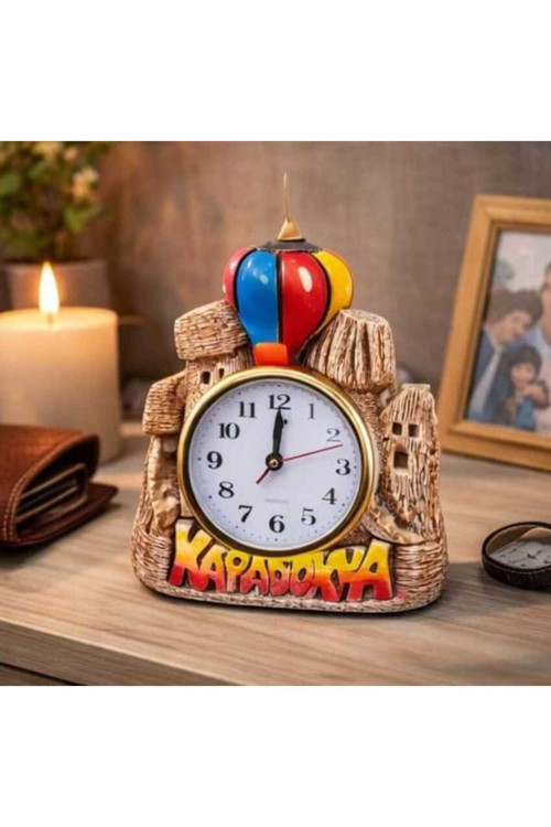 Han Cappadocia Collection Kapadokya Dekoratif Alçı Balonlu Peribacası Masa Saati