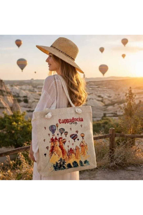 HANCAPPADOCIACOLLECTION Kapadokya Dokuma Heybe Çanta, Kol Çantası, Plaj Çantası, Kadın Çanta