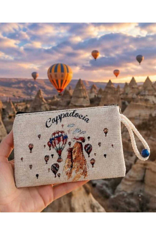 HANCAPPADOCIACOLLECTION Kapadokya Dokuma Kağıt Para Cüzdanı, El Çantası