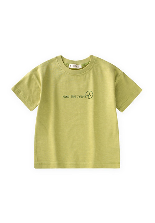 Slogan Baskılı T-Shirt 2-10 Yaş arası Lime