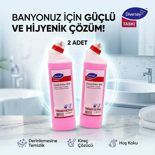 Diversey 2 Li x 750 ml Clonet Extra W41 Banyo Temizleyici - Kireç Çözücü