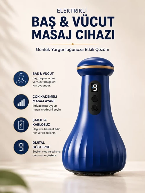 Elektrikli Baş ve Vücut Masaj Cihazı – Stres Giderici Rahatlama Aracı ve Ergonomik Tasarım