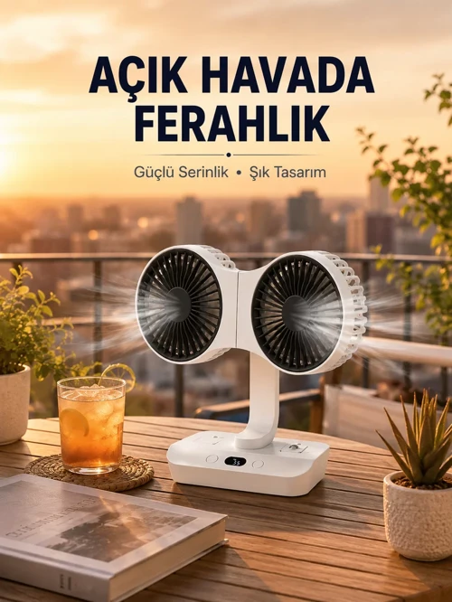 Çift Başlıklı Masa ve Duvara Monte Edilebilir Vantilatör - Çok Yönlü Tasarım