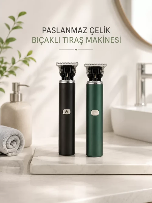 Profesyonel Tıraş Makinesi Paslanmaz Çelik T-Bıçak - 180 Dakika Kesintisiz Pil Ömrü
