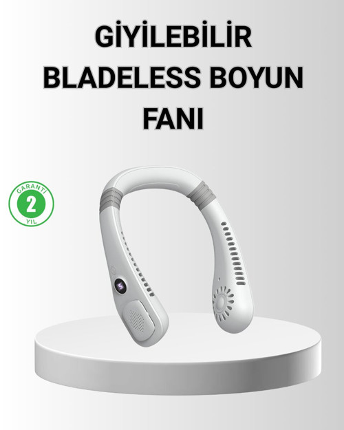360° Dairesel Rüzgarlı Giyilebilir Boyun Fanı - 5 Kademeli Hız Ayarı ile Yaz Sıcaklarında Serin Kalın