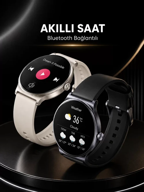 Akıllı Saat Sesli Görüşmeli 3 Kordonlu Bluetooth AMOLED Ekranlı Sağlık Takibi