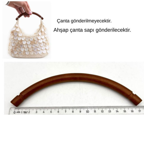 Oval Koyu Renk Tek Ahşap Çanta Sapı 17 Cm