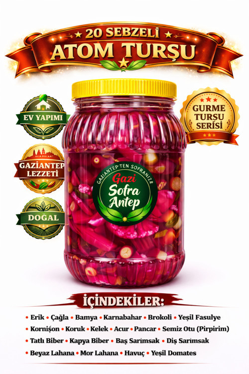 gazisofraantep Karışık Atom Turşu 2 Litre / Doğal, Katkısız Çıtır Lezzet