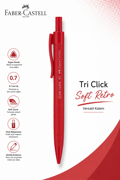 Faber-Castell Tri Click Soft Retro Versatik Kalem 0,7 Kırmızı
