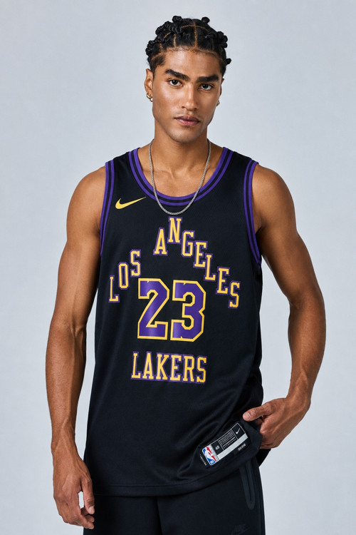 Dri Fit Los Angeles Lakers 2023/24 City Edition Basketball Jersey Lebron James Basketbol Forması Siyah