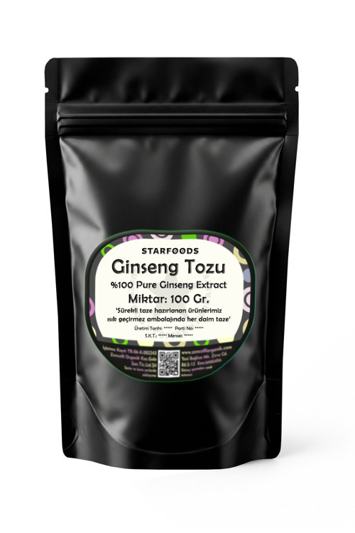 Ginseng Tozu 100 Gr. Saf Ginseng Extract Kırmızı Kore Ginseng Ektraktı Superfoods