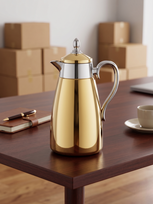 Minimalist & Lüks: Aura Luxury Gold Yüksek Yalıtımlı Termos (1.3 L)