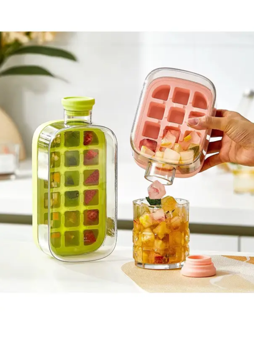 1000 ML Buz Kalıbı Pipetli Matara Soğuk İçecek Şişesi Buzluklu Suluk