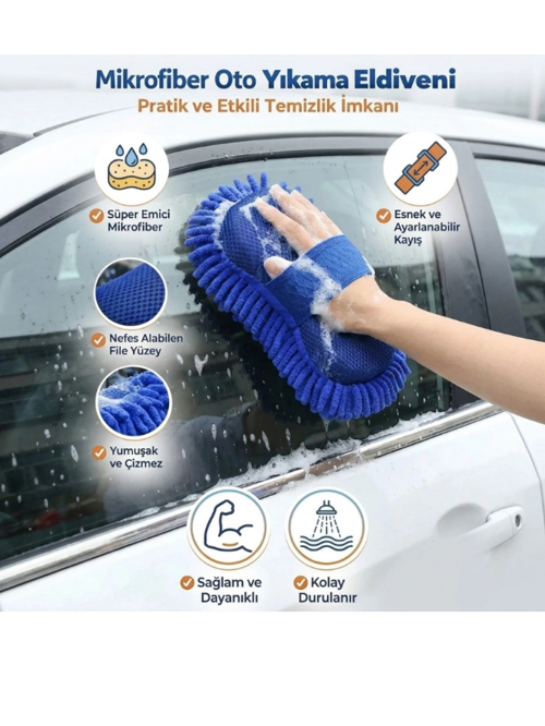 Kalın Süngerli Araç Temizleme Bezi, Araba Yıkama Eldiveni Mikrofiber Oto Yıkama Eldiveni