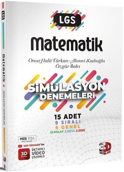 3D Yayınları 8. Sınıf LGS Matematik Simülasyon 15 Deneme