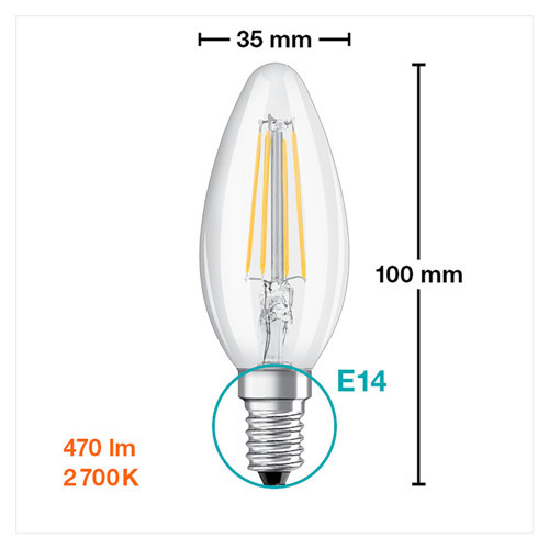 40 W Sıcak Beyaz Mum E14 Duy 2'li Led Ampul (8'li Paket)