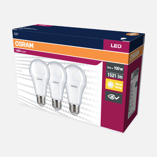 13 W Sarı Klasik E27 Duy 3'lü Led Ampul (5'li Paket)