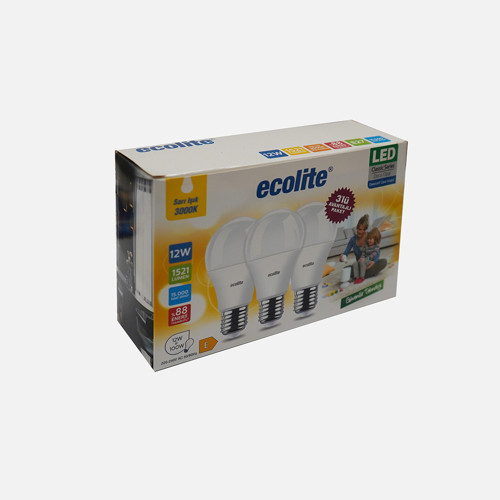 A60 LED Ampul 12W E27 3000K Sarı Işık 3'lü Paket (6'li Paket)