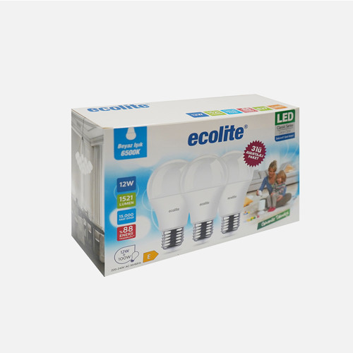 A60 LED Ampul 12W E27 6500K Beyaz Işık 3'lü Paket (2'li Paket)