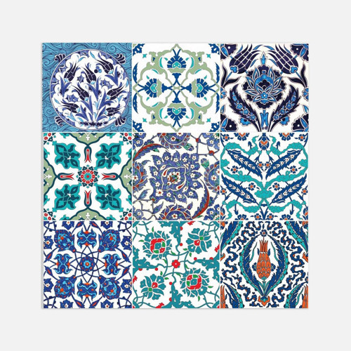 Çini Desenli Çok Renkli Duvar PVC Karo 30 x 30 cm (4'li Paket)