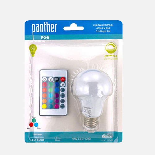 9 W Renkli E27 LED Ampul (3'li Paket)