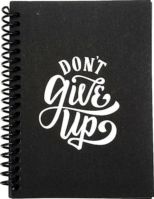 Siyah Defter Motivasyon Sözlü Dont Give Siyah Yapraklı A6 Not Defteri - 1 Adet