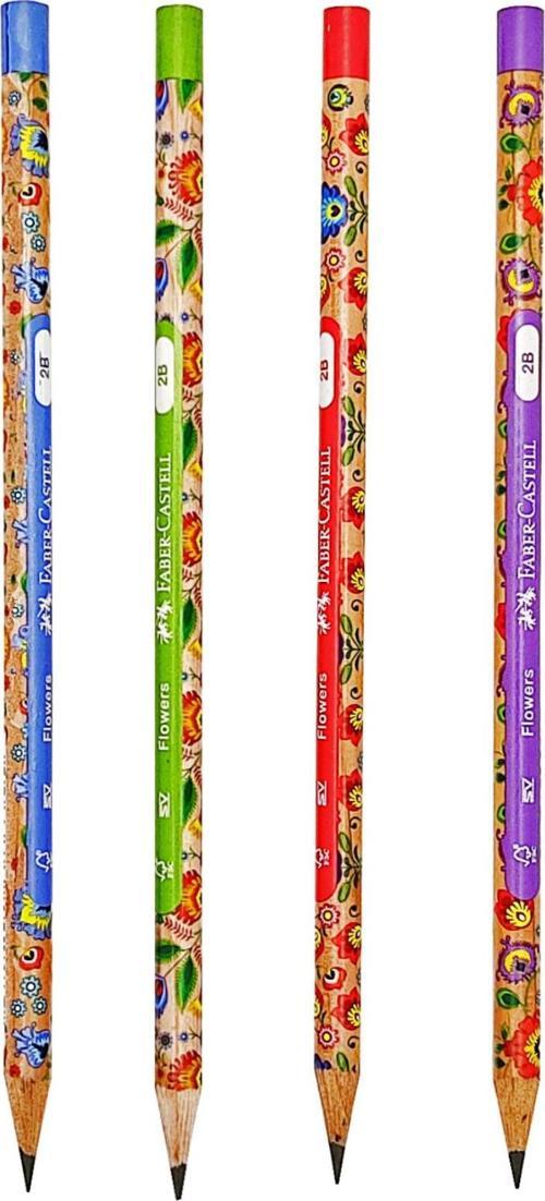 Faber-Castell Renkli Flowers Çiçek Desenli Yuvarlak 2B Kurşun Kalem - 1 Adet