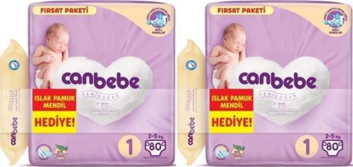 Bebek Bezi 1 Beden Yenidoğan 2-5 kg 80x2:160 Adet ve Islak Mendil Hediyeli