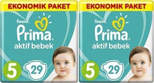5 Beden 58 Adet  Standart Paket Aktif Bebek  Bebek Bezi 11-16 Kg 2 Adet