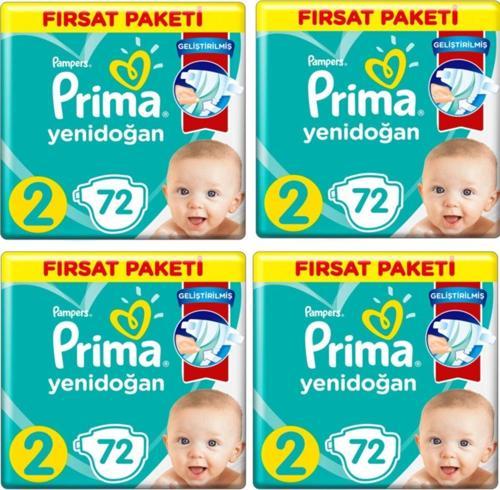 Bebek Bezi 2 Beden-numara Mini 4-8 kg 72 Li 4 Paket 288 Adet