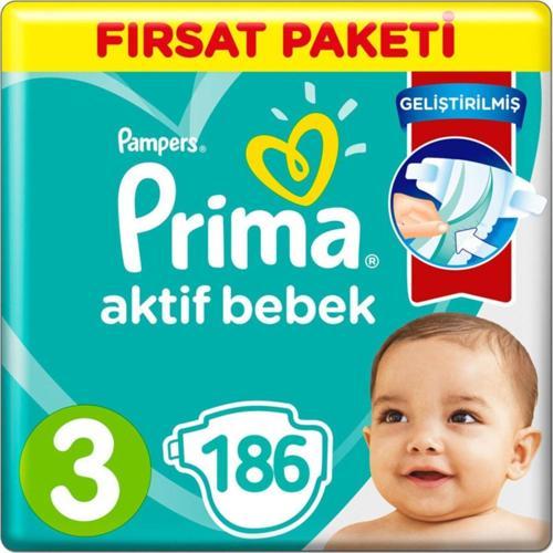 Bebek Bezi Aktif Bebek 3 Beden 6-10 Kg 3*62 186 Adet